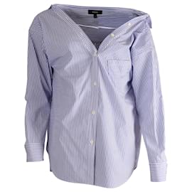 Theory-Theory Tamalee Off-the-Shoulder Button-Up-Hemd aus hellblauer und weißer Baumwolle-Andere