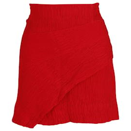Maje-Maje Mini Jupe Texturée en Viscose Rouge-Rouge