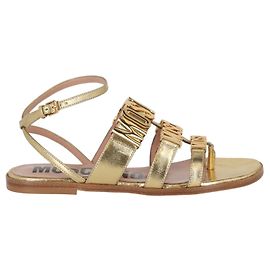 Sandali Moschino con logo in metallo degradè D'oro Metallico