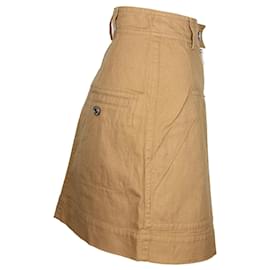 Isabel Marant-Isabel Marant Etoile A-line Utilitarian Skirt in Brown Linen-Brown