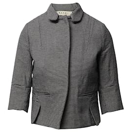 Marni-Marni Houndstooth Short Jacket in Black Wool-Other