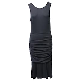 Diane Von Furstenberg-Diane Von Furstenberg Sleeveless Ruched Midi Dress in Black Viscose-Black