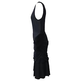 Diane Von Furstenberg-Diane Von Furstenberg Sleeveless Ruched Midi Dress in Black Viscose-Black