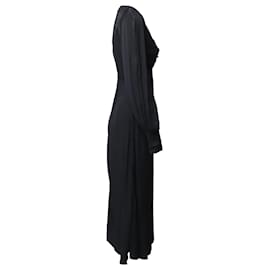 Zimmermann-Zimmermann Ruched Long Sleeve Maxi Dress in Black Viscose-Black