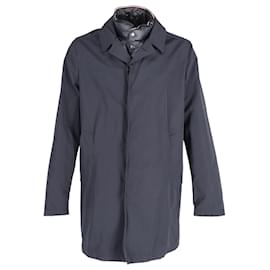 Moncler-Moncler Double Layer Padded Coat in Navy Blue Polyester -Blue,Navy blue