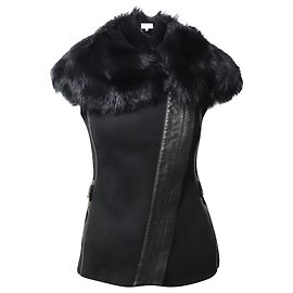Temperley London Lammfellweste aus schwarzem Samt Schwarz