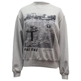Anine Bing Terry O'Neill Graphic Sweatshirt aus grauer Baumwolle Grau