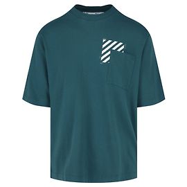 Off White Chemise à manches courtes blanc cassé Diag Square Pocket Vert