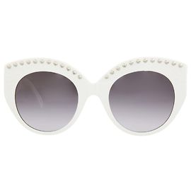 Alaïa Alaia Round-Frame Acetate Sunglasses White