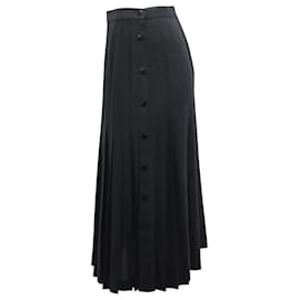 Escada-Escada Pleated Midi Skirt in Black Wool-Black