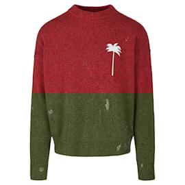 Palm Angels-Palm Angels Painted Cashmere Blend Sweater-Red