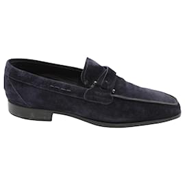 Tod's-Tod's Slip-On Loafers in Navy Blue Suede -Blue,Navy blue