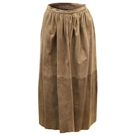 Polo Ralph Lauren-Polo Ralph Lauren Midi Skirt in Brown Suede-Brown