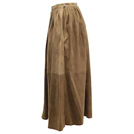 Polo Ralph Lauren-Polo Ralph Lauren Midi Skirt in Brown Suede-Brown