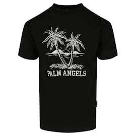Palm Angels-Palm Angels Sunset Palms Classic Tee-Black