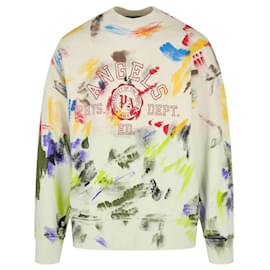 Palm Angels-Palm Angels Painted College Crew Neck Sweatshirt-Beige