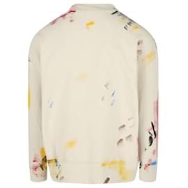Palm Angels-Palm Angels Painted College Crew Neck Sweatshirt-Beige