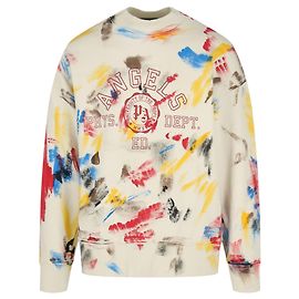 Palm Angels Bemaltes College-Sweatshirt mit Rundhalsausschnitt Beige