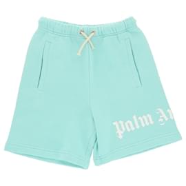 Palm Angels-Palm Angels Logo Drawstring Shorts-Blue