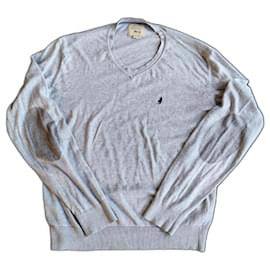 Autre Marque MCS V-Ausschnitt Pullover grau Baumwolle Grau