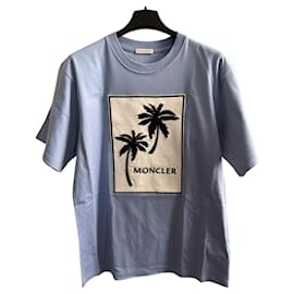 Moncler-Besticktes T-Shirt-Hellblau