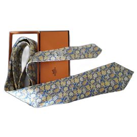 Hermès Silk Tie Yellow Yellow