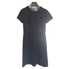 Bellissimo abito Chanel in tweed e cotone Blu scuro