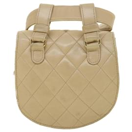 Chanel-CHANEL Bolso de hombro Piel de cordero Beige CC Auth ar9074-Beige