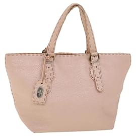 Fendi-FENDI Celeria Tote Bag Leather Pink Auth bs4616-Pink