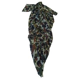 Junya Watanabe Plissiertes asymmetrisches Kleid Braun Grün Dunkelgrün