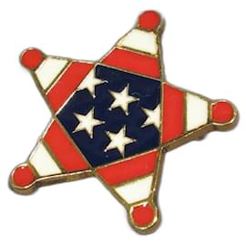 Saint Laurent-Saint Laurent red enamel star pin / brooch-Golden