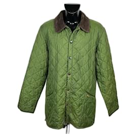 Barbour-LIDDESDALE D-1908 Chaqueta Acolchada Verde Cuello Pana Marrón-Verde oscuro