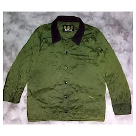 Barbour-LIDDESDALE D-1908 Giacca trapuntata verde Collo in velluto a coste marrone-Verde scuro