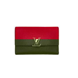 Louis Vuitton-Capucines Compact Leather Red Wallet-Red