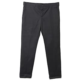 Prada-Pantaloni Prada con risvolto in cotone nero-Nero