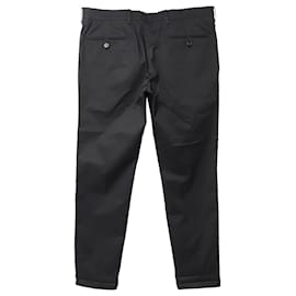 Prada-Pantaloni Prada con risvolto in cotone nero-Nero