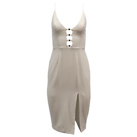 Zimmermann Kleid mit Knopfdetailausschnitt aus weißem Polyester Weiß