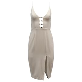 Zimmermann-Zimmermann Kleid mit Knopfdetailausschnitt aus weißem Polyester-Weiß