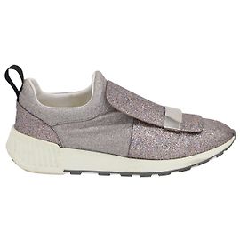 Sergio Rossi Metallic SR1 Running Sneakers in Silver Glitter Silvery Metallic