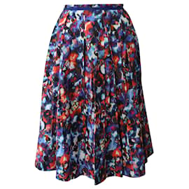 Autre Marque-Saloni Abstract Print Midi Skirt in Multicolor Cotton-Multiple colors