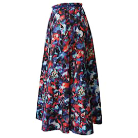 Autre Marque-Saloni Abstract Print Midi Skirt in Multicolor Cotton-Multiple colors