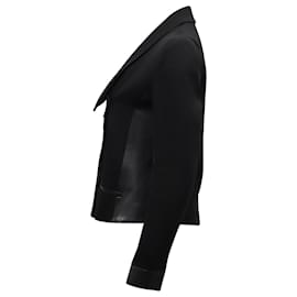 Diane Von Furstenberg-Diane Von Furstenberg Jaqueta blazer com forro de couro e acabamento em triacetato preto-Preto