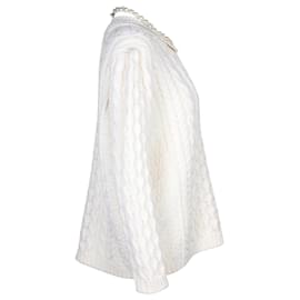 Simone Rocha-Simone Rocha Strickpullover mit Perlenkette aus elfenbeinfarbener Wolle-Weiß,Roh