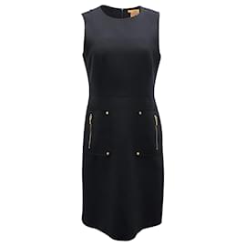 Tory Burch-Tory Burch Petra Front Pocket Mini Dress in Black Wool-Black