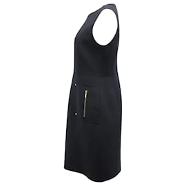 Tory Burch-Tory Burch Petra Front Pocket Mini Dress in Black Wool-Black