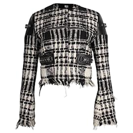 Alexander Wang-Alexander Wang Graphic Boucle Tweed Cropped Jacket in White Cotton-Other