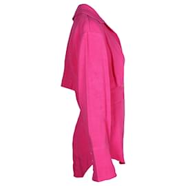 Jacquemus-Jacquemus La Chemise Monceau Layered Shirt in Pink Viscose-Pink
