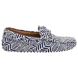 Tod's-Tod's Loafer mit geometrischem Aufdruck aus blauem und weißem Leder-Andere