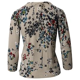 Max Mara-Max Mara Ribbed Floral Cardigan in Beige Viscose-Other