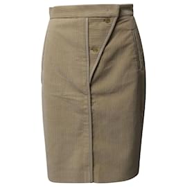 Max Mara-Max Mara Geometric Pencil Skirt in Beige Cotton Corduroy-Beige